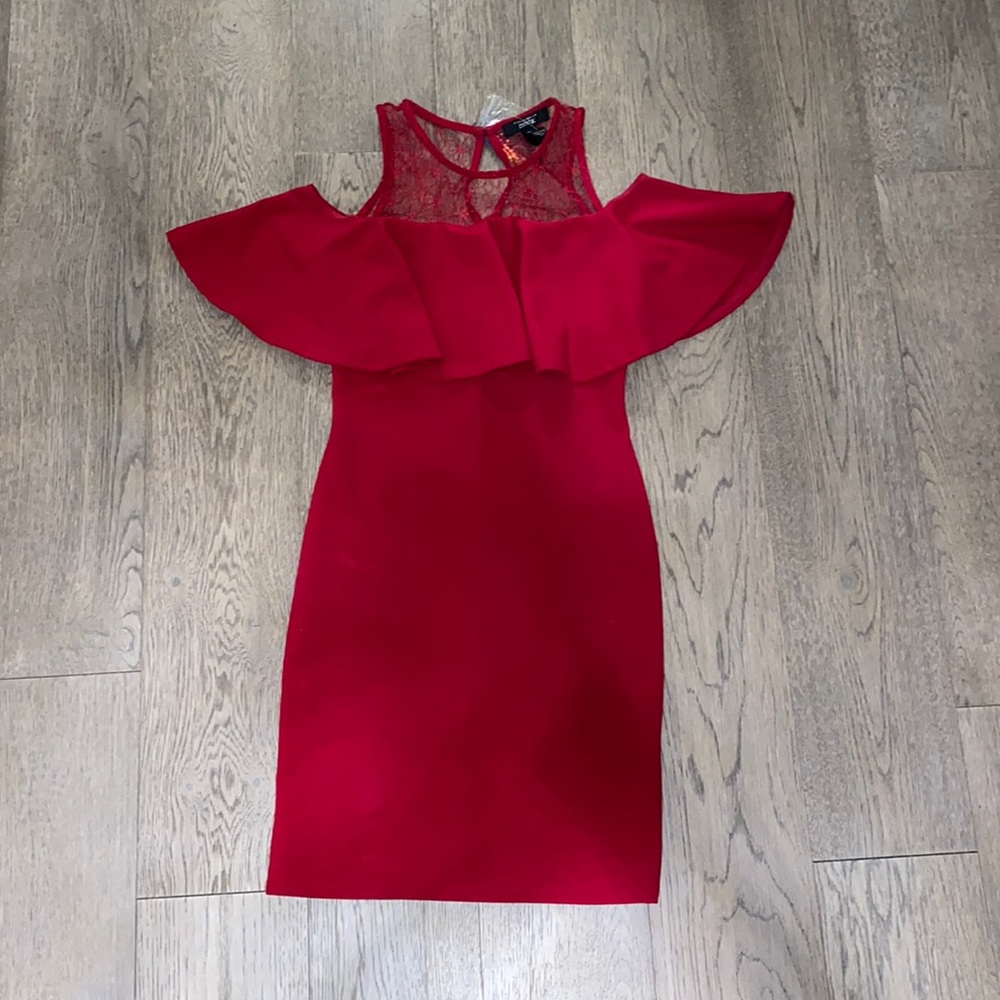 URBAN PLANET Off The Shoulder Mini Bodycon Dress. Small. Red.